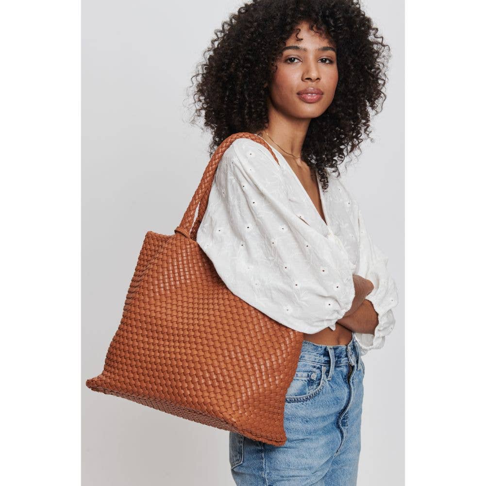 Solana Woven Vegan Leather Tote