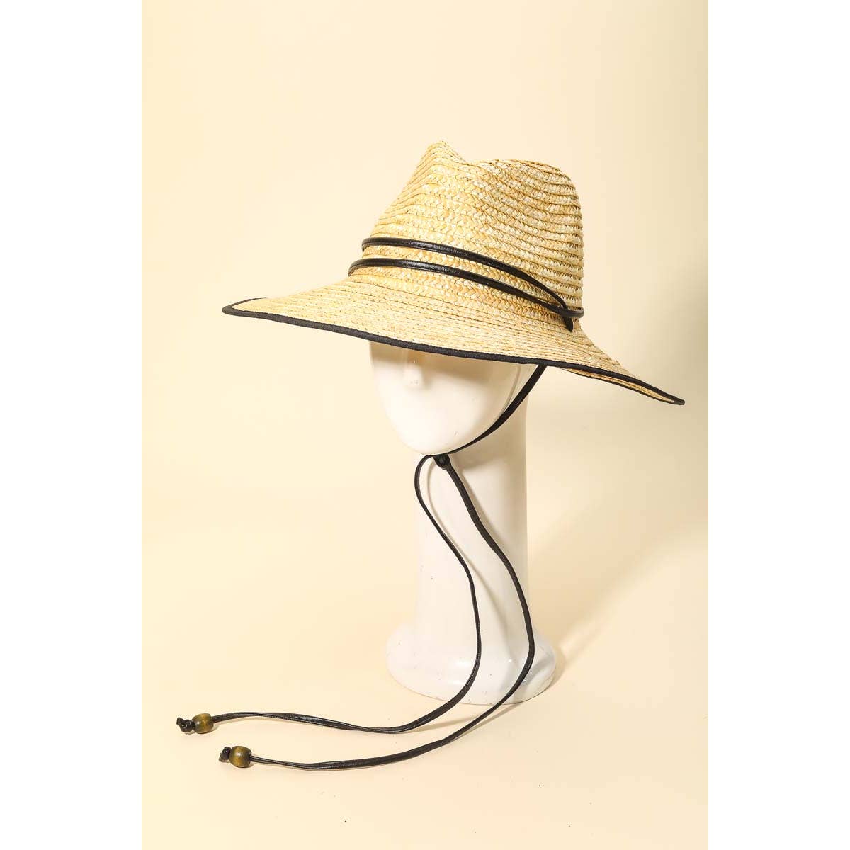 Straw Sun Hat w/Black Strap