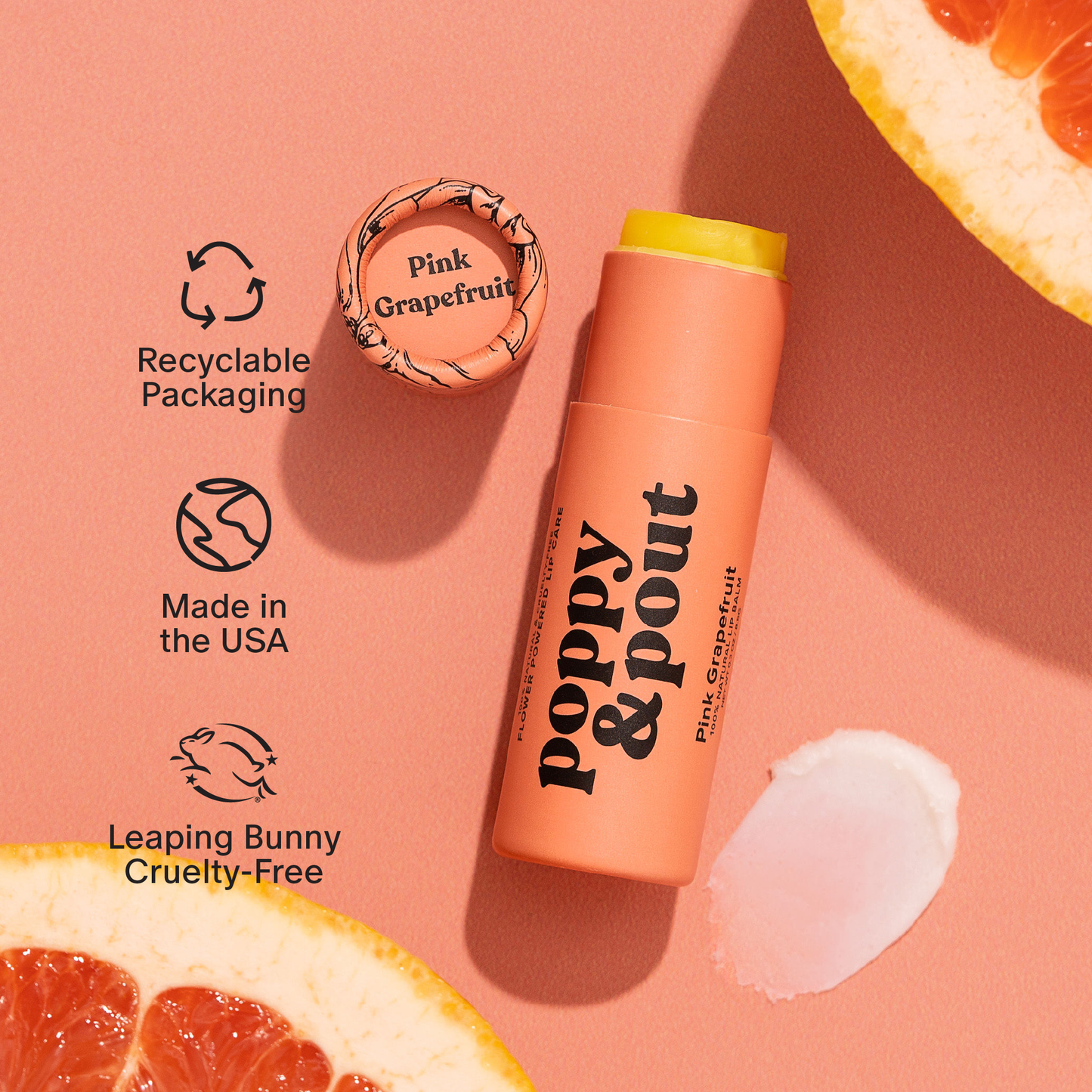 Poppy & Pout Lip Balm - Pink Grapefruit