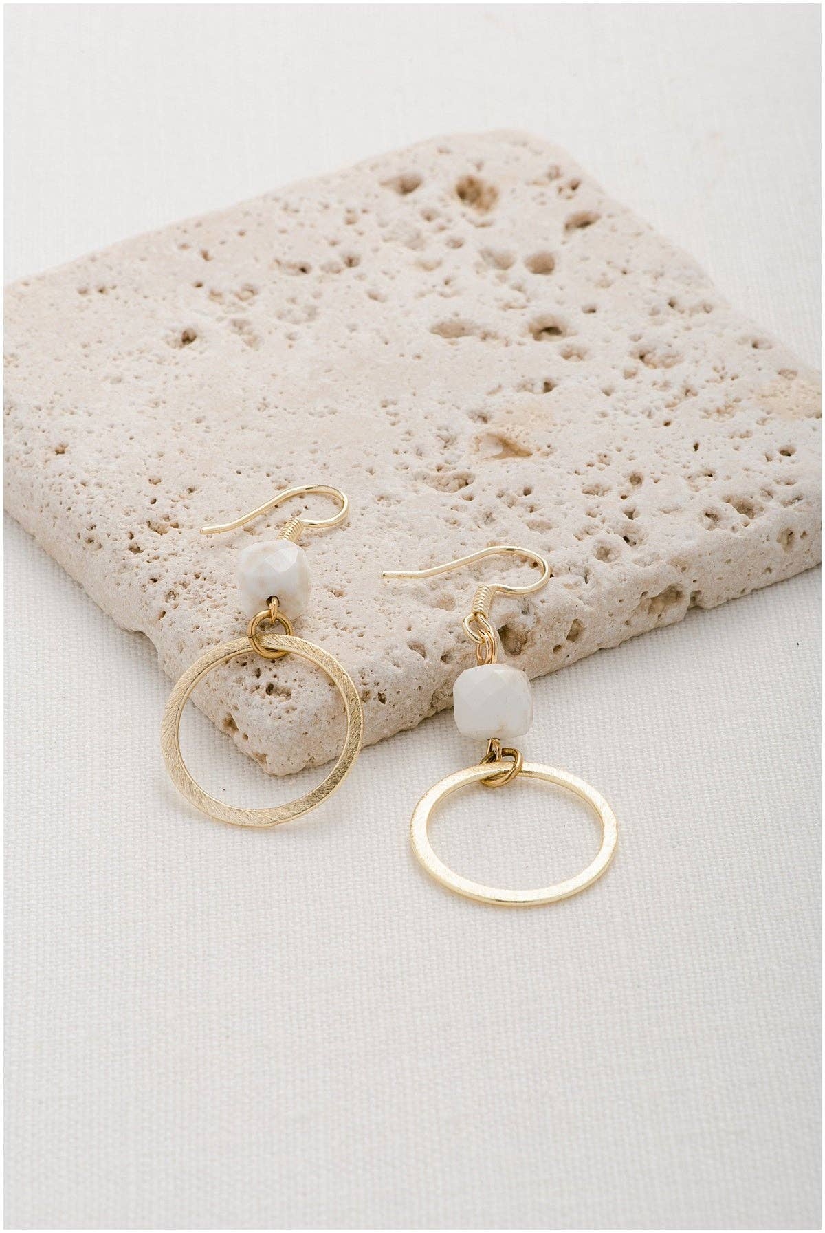 Stone Hoop Earrings