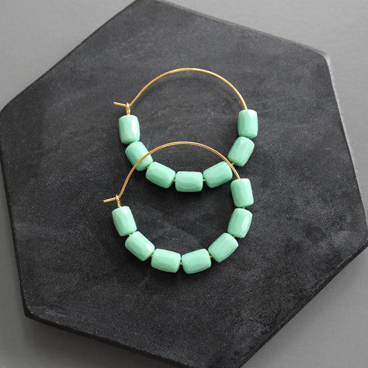Turquoise Glass Hoops