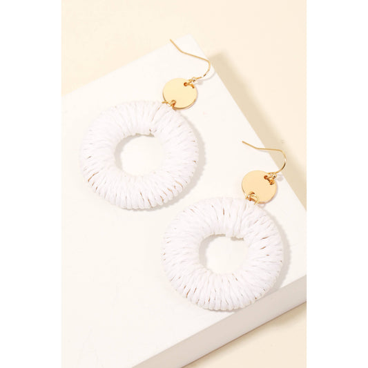 White Rattan Hoop Earrings