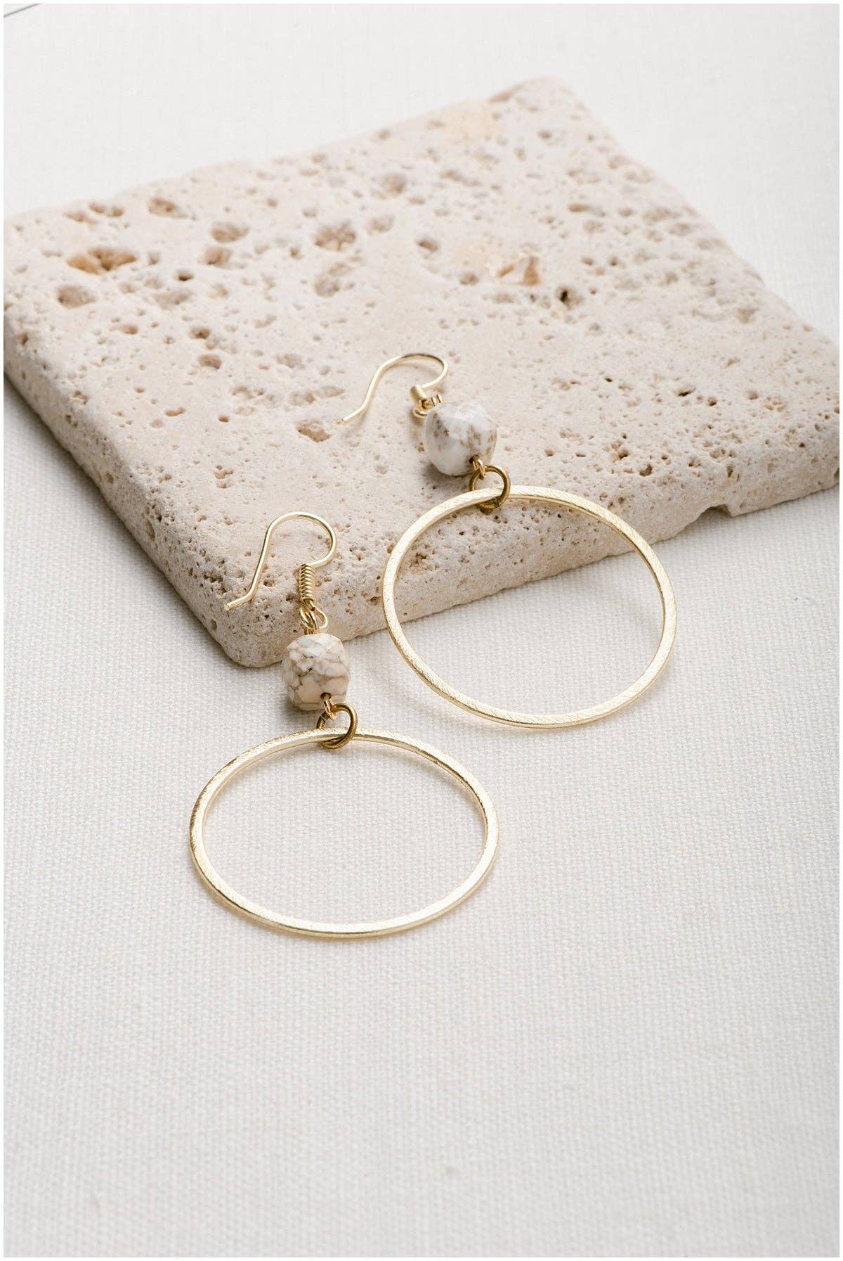 Stone Hoop Earrings