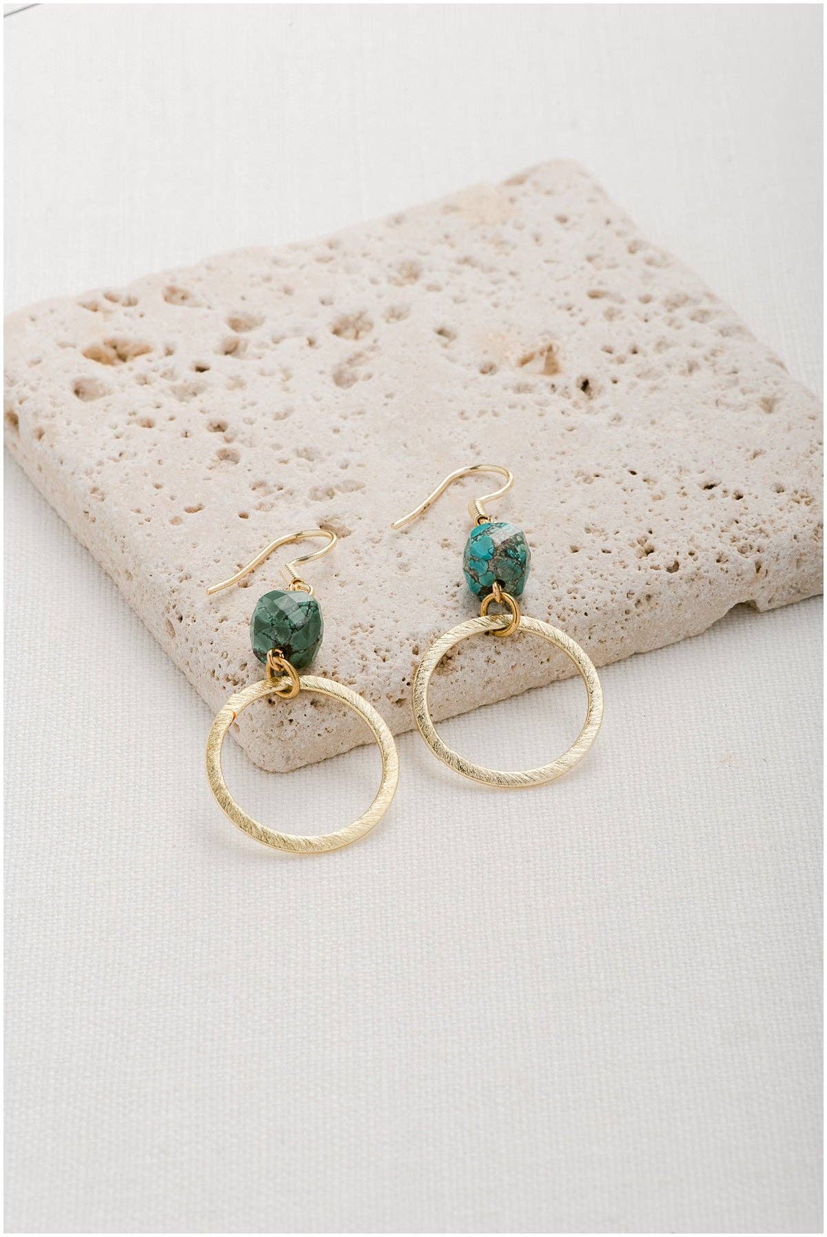 Stone Hoop Earrings