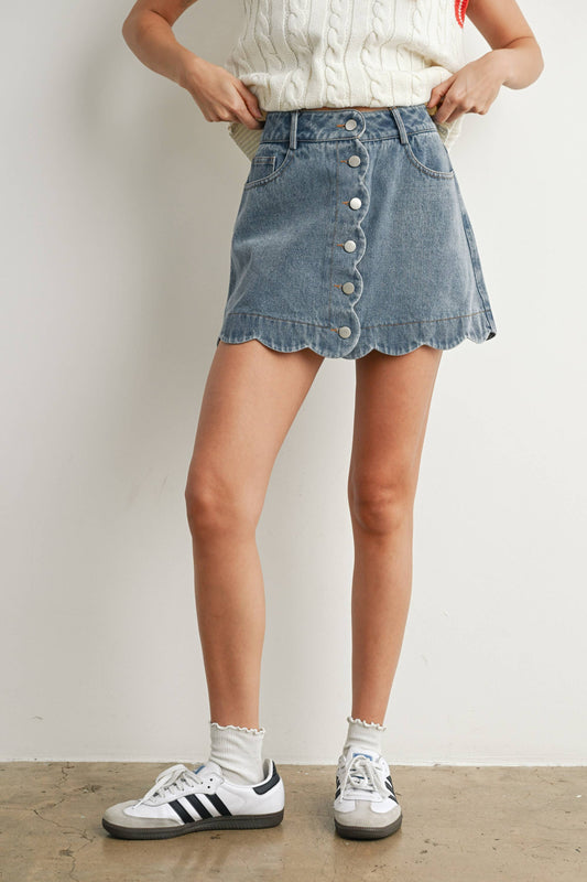 Susie Scallop Denim Skirt