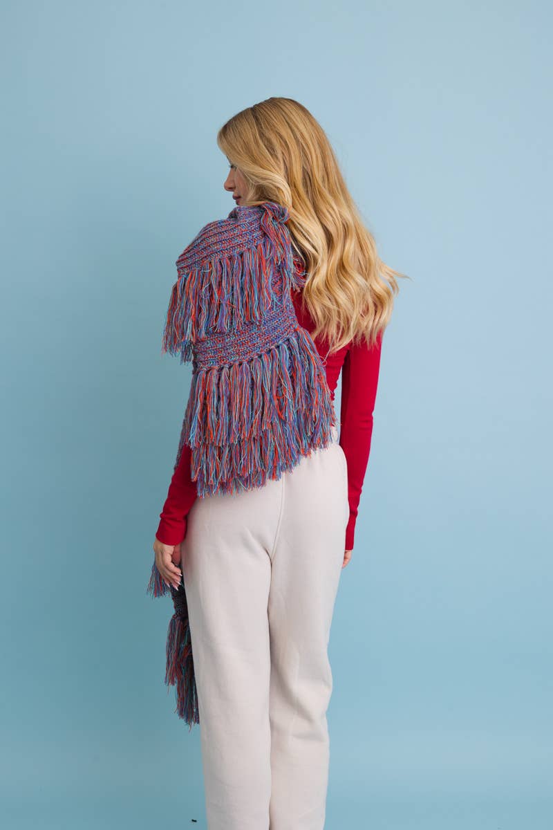 Knit Fringe Winter Scarf