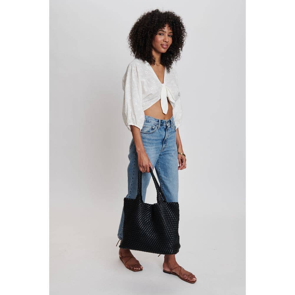 Solana Woven Vegan Leather Tote