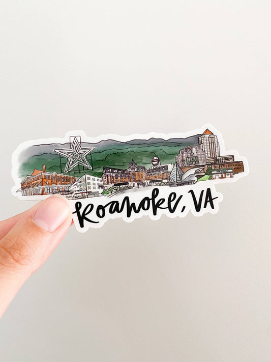 Roanoke Virginia Skyline sticker - Large 5inx2in