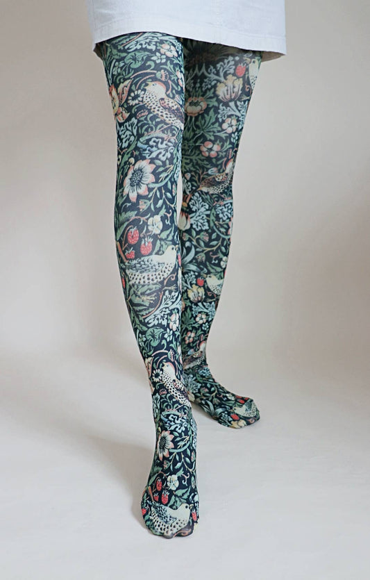 STRAWBERRY THIEF by WILLIAM MORRIS Printed Art Tights