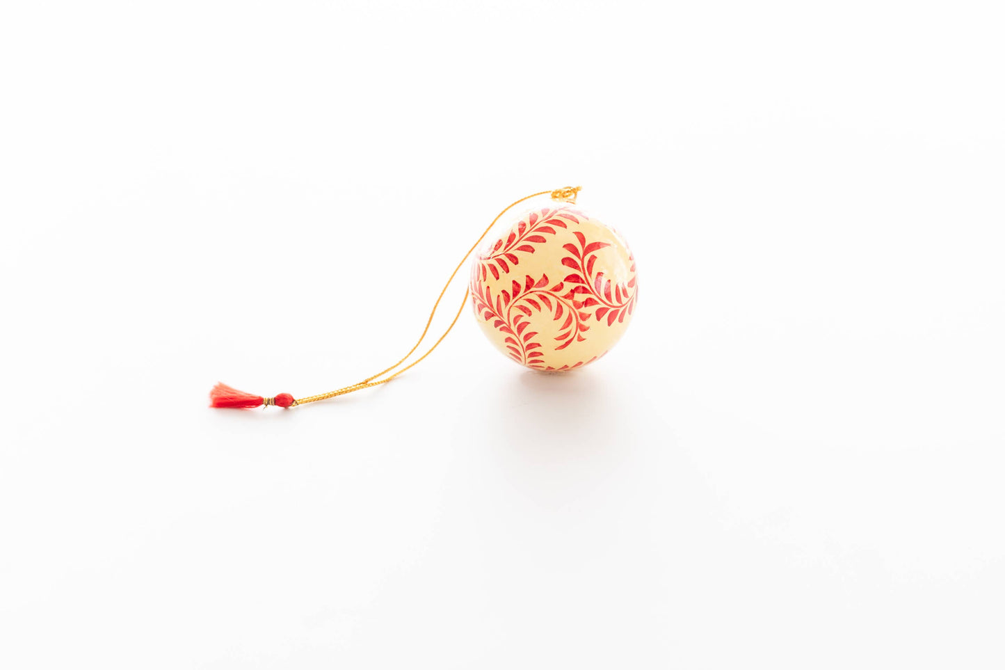 Red and Cream Paper-Mache Ornament