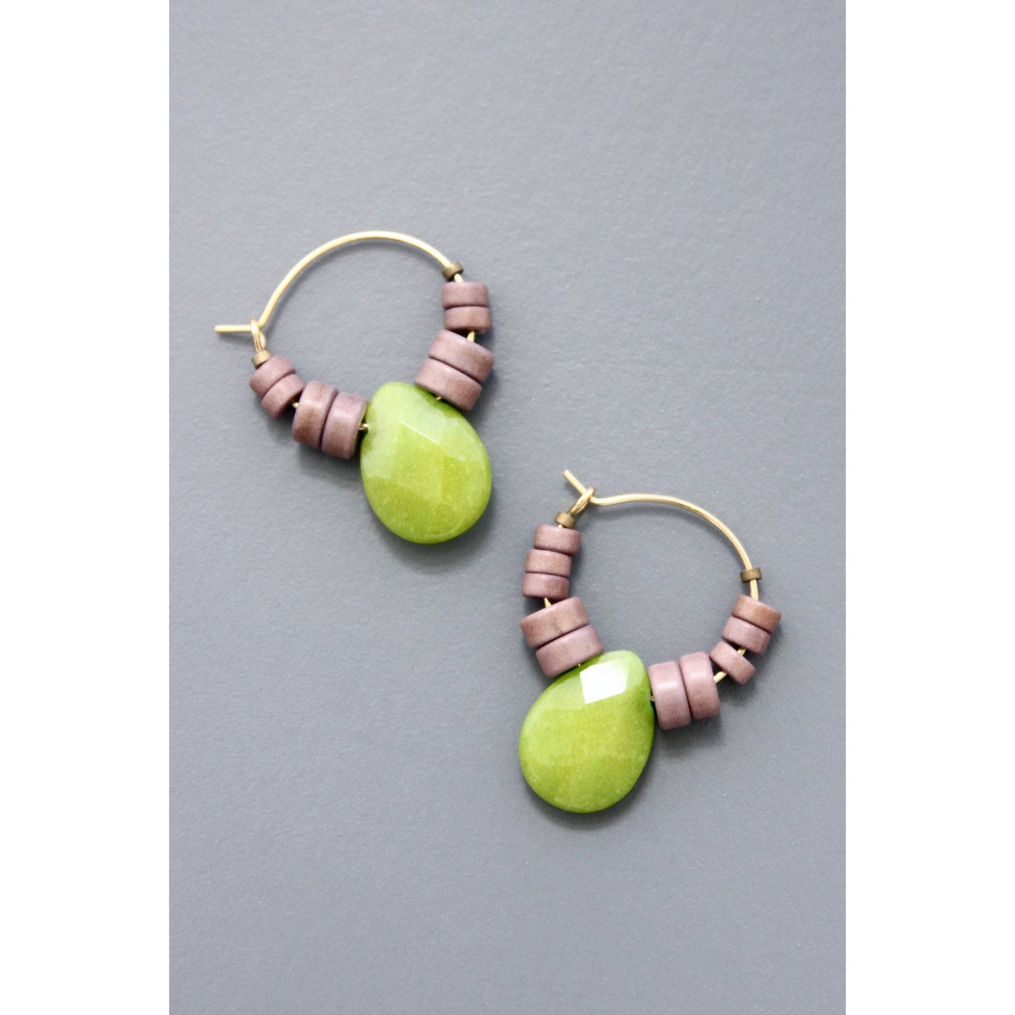 Green and mauve hoops